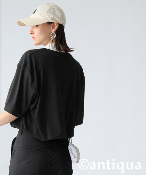 antiqua(アンティカ)の「異素材ハイネックカットソートップス(Tシャツ/カットソー・レディース・ホワイト/ブラック・ML/LXL/SM)」の4枚目の写真