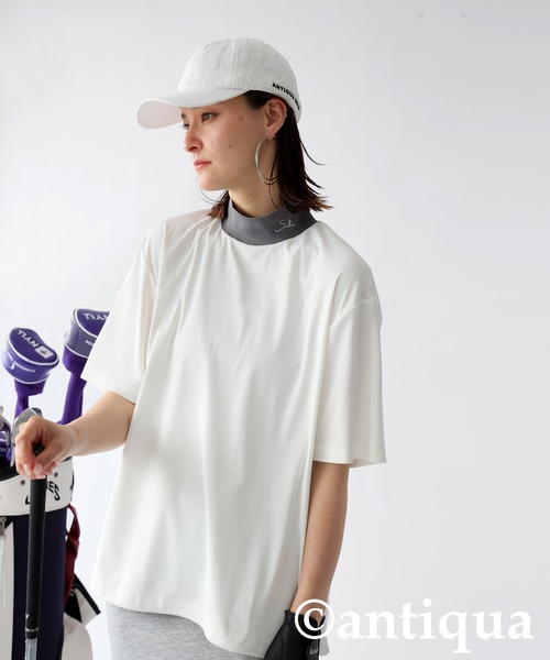 antiqua(アンティカ)の「異素材ハイネックカットソートップス(Tシャツ/カットソー・レディース・ホワイト/ブラック・ML/LXL/SM)」の22枚目の写真