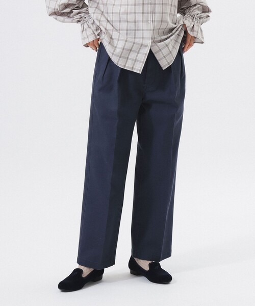 プリーツパンツ 希少ネイビー　ストレートパンツ　ポケットあり　サイズ2 Dickies（ディッキーズ）の「【1/15再値下げ】【別注】Dickies / 2
