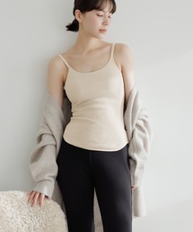 BAMBI WATER（バンビウォーター）の「【特許取得】《カップ付き》360°きれい見え 1枚でお出かけできる リブUバックキャミソール ブラトップ チラ見えしないカップ付きキャミ（キャミソール）」