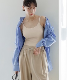 BAMBI WATER（バンビウォーター）の「【特許取得】《カップ付き》360°きれい見え 1枚でお出かけできる リブUバックキャミソール ブラトップ チラ見えしないカップ付きキャミ（キャミソール）」