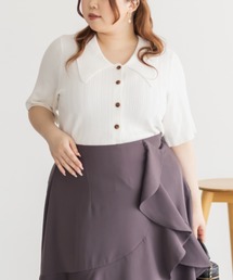 襟付きリブ編みニット