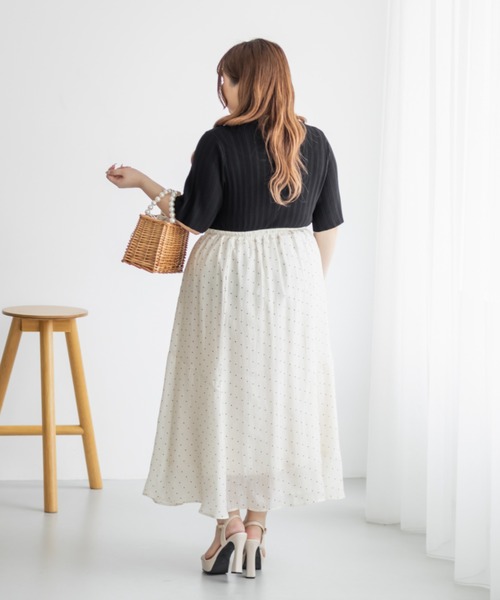 CLETTE(クレット)の「襟付きリブ編みニット(ニット/セーター・レディース・ラベンダー/オフホワイト/ブラック・LL/3L/4L)」の14枚目の写真