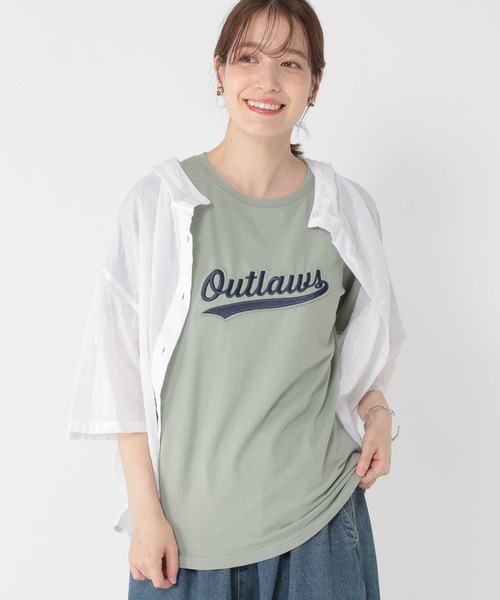 studio CLIP(スタディオクリップ)の「ワッペンロゴ刺繍Tシャツ(Tシャツ/カットソー・レディース・カーキ/ベージュ/ネイビー・FREE)」の1枚目の写真