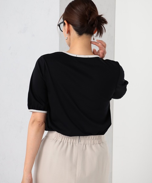 GALLORIA(ギャローリア)の「【キレメクシリーズ】接触冷感 綿100% 配色パーツプルオーバー(Tシャツ/カットソー・レディース・ライトグレー/パープル/ブラック・S/M/L/LL)」の5枚目の写真