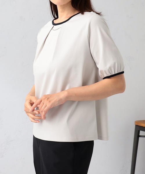 GALLORIA(ギャローリア)の「【キレメクシリーズ】接触冷感 綿100% 配色パーツプルオーバー(Tシャツ/カットソー・レディース・ライトグレー/パープル/ブラック・S/M/L/LL)」の9枚目の写真