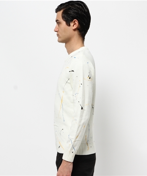 MYE-DO'（マイ・ドゥ）の「ドリッピング クルー ニット セーター（ニット/セーター・メンズ・ネイビー/ホワイト/ブルー/オレンジ・LARGE/MEDIUM）」の6枚目の写真