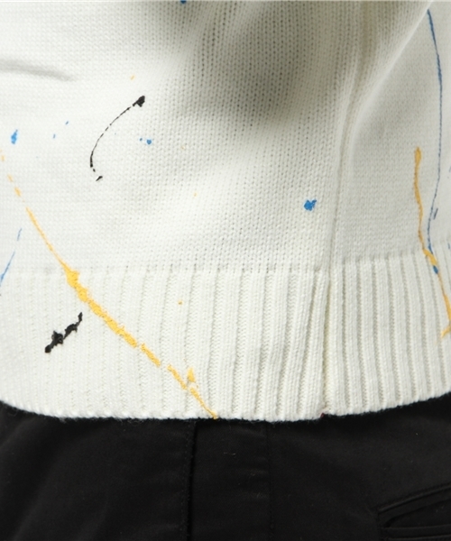 MYE-DO'（マイ・ドゥ）の「ドリッピング クルー ニット セーター（ニット/セーター・メンズ・ネイビー/ホワイト/ブルー/オレンジ・LARGE/MEDIUM）」の10枚目の写真