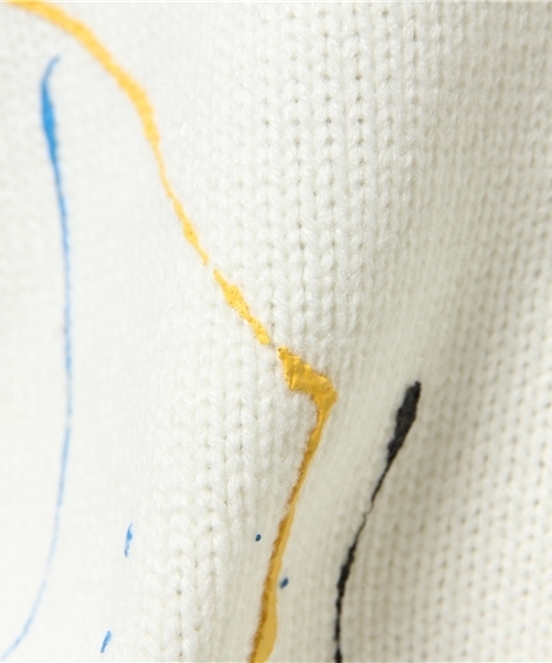 MYE-DO'（マイ・ドゥ）の「ドリッピング クルー ニット セーター（ニット/セーター・メンズ・ネイビー/ホワイト/ブルー/オレンジ・LARGE/MEDIUM）」の11枚目の写真