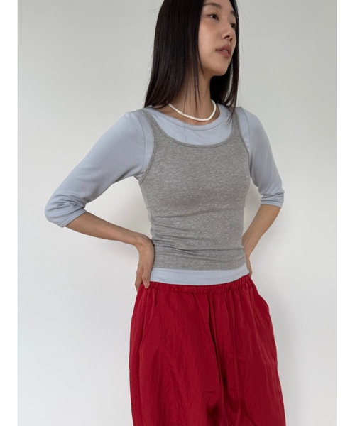 Didot.showroom（ディドット ショールーム）の「【DIDOT.】リンガーハーフTEE（Tシャツ/カットソー・レディース・アイボリー/ブラック/スカイブルー/ペールイエロー/グレー・FREE）」の5枚目の写真
