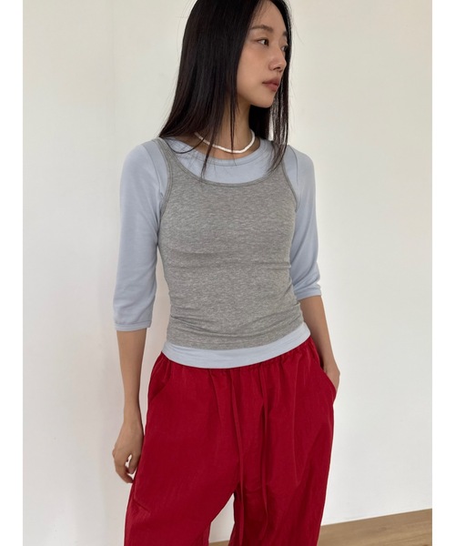 Didot.showroom（ディドット ショールーム）の「【DIDOT.】リンガーハーフTEE（Tシャツ/カットソー・レディース・アイボリー/ブラック/スカイブルー/ペールイエロー/グレー・FREE）」の19枚目の写真