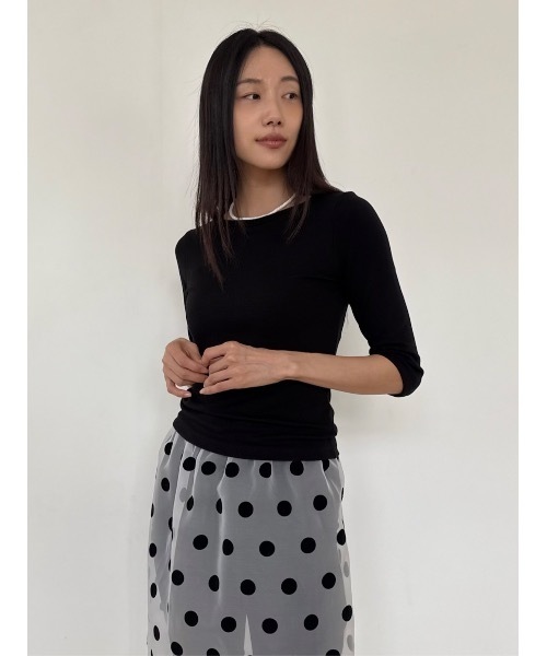 Didot.showroom（ディドット ショールーム）の「【DIDOT.】リンガーハーフTEE（Tシャツ/カットソー・レディース・アイボリー/ブラック/スカイブルー/ペールイエロー/グレー・FREE）」の11枚目の写真