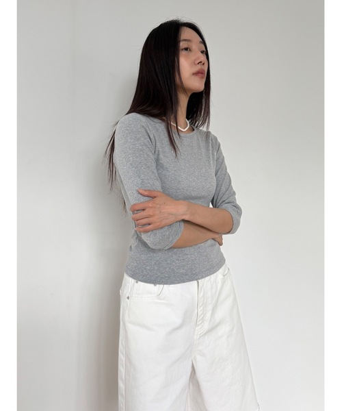 Didot.showroom（ディドット ショールーム）の「【DIDOT.】リンガーハーフTEE（Tシャツ/カットソー・レディース・アイボリー/ブラック/スカイブルー/ペールイエロー/グレー・FREE）」の16枚目の写真