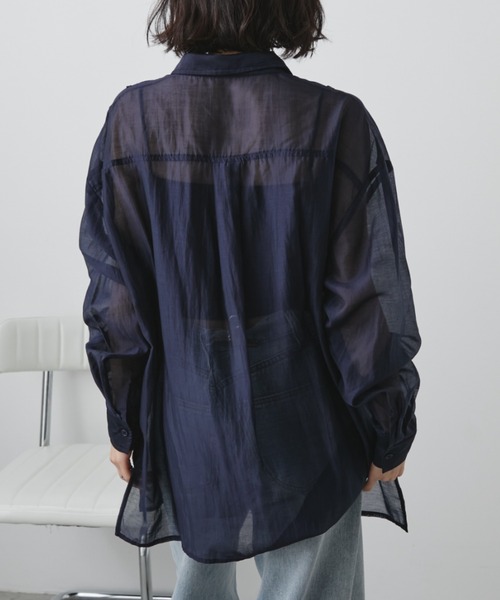 Aunt Marie's(アントマリーズ)の「フェイクレイヤードオーバーサイズシアーシャツ(シャツ/ブラウス・レディース・ブラウン/ネイビー/キャメル/ナチュラル・FREE)」の17枚目の写真