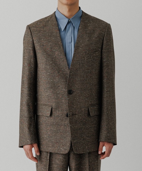 セール】ハードクロス ノーカラージャケット / セットアップ対応（ノー