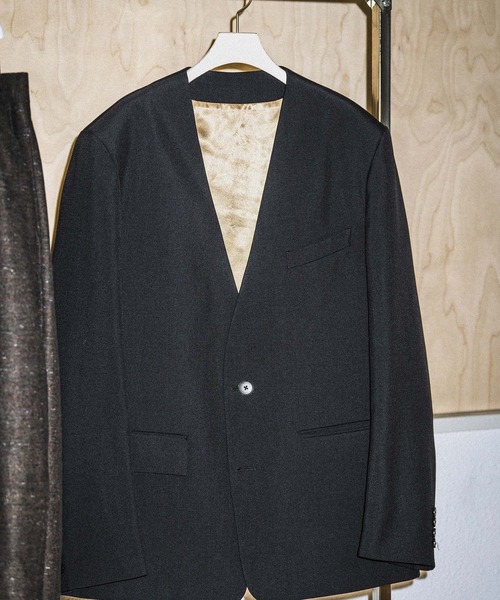 セール】ハードクロス ノーカラージャケット / セットアップ対応（ノー