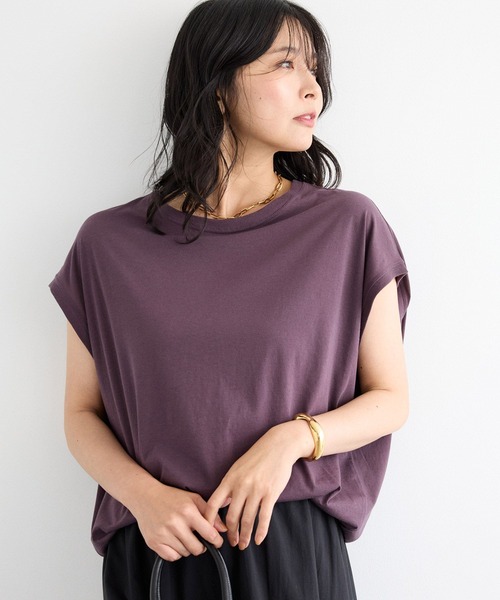 BARNYARDSTORM（バンヤードストーム）の「BARNYARDSTORM / リブドルマンゆるＴ 【MADE IN JAPAN】 / WEB限定カラー（Tシャツ/カットソー・レディース・ホワイト/チャコールグレー/パープル/ベージュ・FREE）」の4枚目の写真