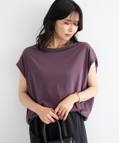 BARNYARDSTORM（バンヤードストーム）の「BARNYARDSTORM / リブドルマンゆるＴ 【MADE IN JAPAN】 / WEB限定カラー（Tシャツ/カットソー・レディース・ホワイト/チャコールグレー/パープル/ベージュ・FREE）」の8枚目の写真