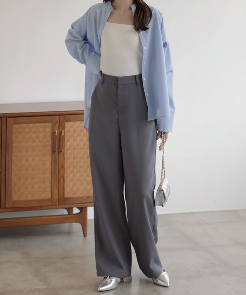 nouvellemoi(ヌーベルモイ)の「カットツイルストレートスラックス(スラックス・レディース・ベージュ系その他/ブラック/アイボリー/チャコールグレー・S/M/L)」の9枚目の写真