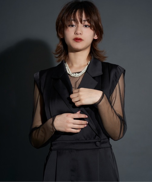 My shawtyマイシャウティーmatte satin pants dress My shawty（ﾏｲｼｬｳﾃｨｰ）の「matte satin pants dress（パンツ