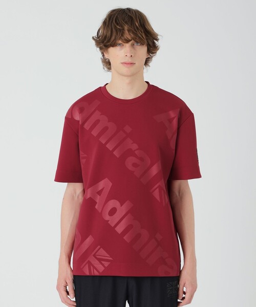 BLACK LABEL CRESTBRIDGE(ブラックレーベル・クレストブリッジ)の「【BLACK lab.×Admiral】ビッグエンボスロゴTシャツ(Tシャツ/カットソー・メンズ・レッド系その他/オフホワイト/ブラック・L/M/XL)」の1枚目の写真