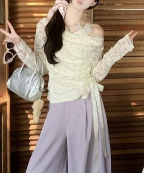 gossip!ロサンゼルス(ゴシップロサンゼルス)の「総レース オフショル2wayドレープトップス(Tシャツ/カットソー・レディース・オフホワイト/ブルー/ピンク・M)」の20枚目の写真