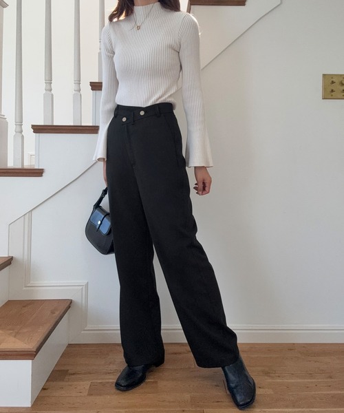 LAUIR（ラウアー）の「ウエストラップスラックス[高身長サイズMT有り]（スラックス・レディース・チャコール/モカ/ブラック・LARGE/MEDIUM/MT）」の6枚目の写真