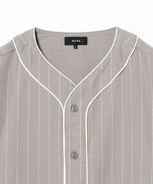 BEAMS（ビームス）の「ベースボール ストライプ シャツ（シャツ/ブラウス・メンズ・ネイビー/グレー・L/M/S/XL）」の3枚目の写真