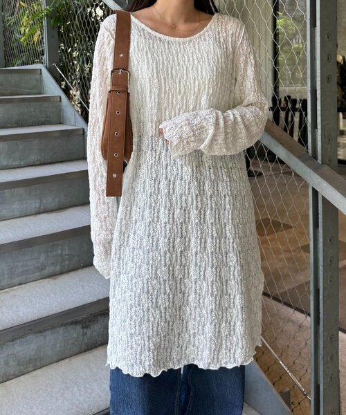 CIAOPANIC TYPY(チャオパニックティピー)の「シアーレースチュニックワンピース(ワンピース・レディース・ブラック/オフホワイト/アイボリー・ONE SIZE)」の2枚目の写真