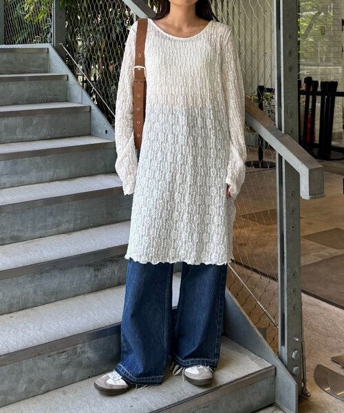 CIAOPANIC TYPY(チャオパニックティピー)の「シアーレースチュニックワンピース(ワンピース・レディース・ブラック/オフホワイト/アイボリー・ONE SIZE)」の8枚目の写真