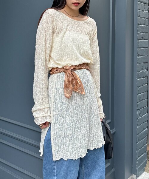 CIAOPANIC TYPY(チャオパニックティピー)の「シアーレースチュニックワンピース(ワンピース・レディース・ブラック/オフホワイト/アイボリー・ONE SIZE)」の12枚目の写真