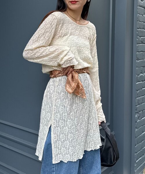 CIAOPANIC TYPY(チャオパニックティピー)の「シアーレースチュニックワンピース(ワンピース・レディース・ブラック/オフホワイト/アイボリー・ONE SIZE)」の13枚目の写真