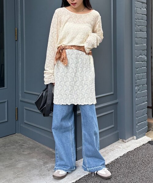 CIAOPANIC TYPY(チャオパニックティピー)の「シアーレースチュニックワンピース(ワンピース・レディース・ブラック/オフホワイト/アイボリー・ONE SIZE)」の17枚目の写真