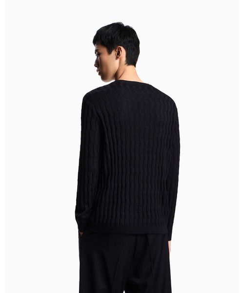 EMPORIO ARMANI(エンポリオアルマーニ)の「【エンポリオ アルマーニ】ASV セーター リヨセル混紡 エンボスパターンニット(ニット/セーター・メンズ・ダークブラウン/ダークネイビー・XX-LARGE/X-SMALL/X-LARGE/SMALL/MEDIUM/LARGE)」の10枚目の写真