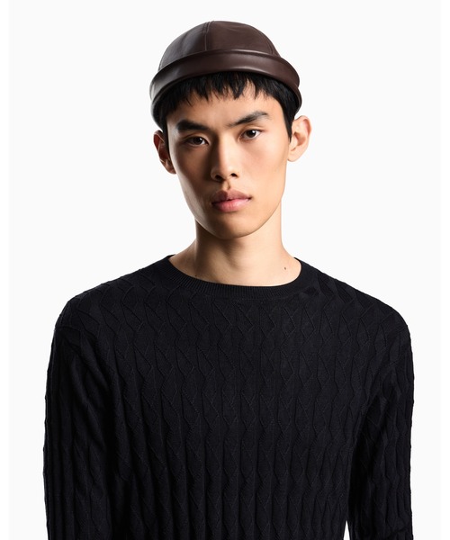 EMPORIO ARMANI(エンポリオアルマーニ)の「【エンポリオ アルマーニ】ASV セーター リヨセル混紡 エンボスパターンニット(ニット/セーター・メンズ・ダークブラウン/ダークネイビー・XX-LARGE/X-SMALL/X-LARGE/SMALL/MEDIUM/LARGE)」の4枚目の写真