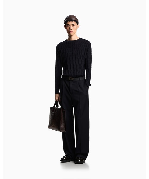 EMPORIO ARMANI(エンポリオアルマーニ)の「【エンポリオ アルマーニ】ASV セーター リヨセル混紡 エンボスパターンニット(ニット/セーター・メンズ・ダークブラウン/ダークネイビー・XX-LARGE/X-SMALL/X-LARGE/SMALL/MEDIUM/LARGE)」の5枚目の写真