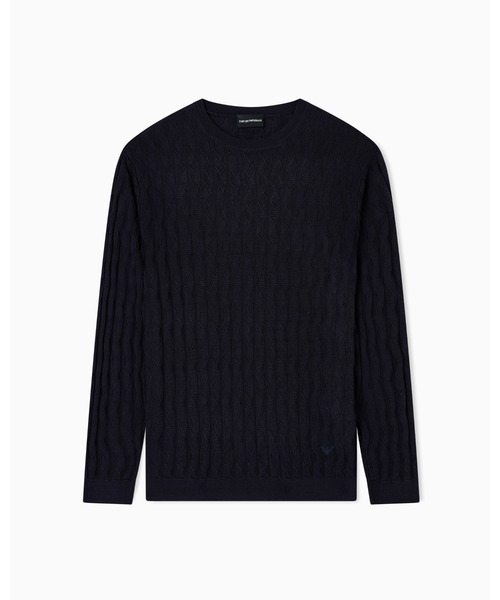 EMPORIO ARMANI(エンポリオアルマーニ)の「【エンポリオ アルマーニ】ASV セーター リヨセル混紡 エンボスパターンニット(ニット/セーター・メンズ・ダークブラウン/ダークネイビー・XX-LARGE/X-SMALL/X-LARGE/SMALL/MEDIUM/LARGE)」の6枚目の写真