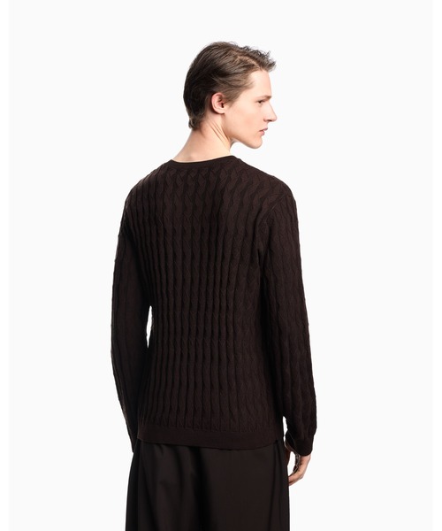 EMPORIO ARMANI(エンポリオアルマーニ)の「【エンポリオ アルマーニ】ASV セーター リヨセル混紡 エンボスパターンニット(ニット/セーター・メンズ・ダークブラウン/ダークネイビー・XX-LARGE/X-SMALL/X-LARGE/SMALL/MEDIUM/LARGE)」の7枚目の写真