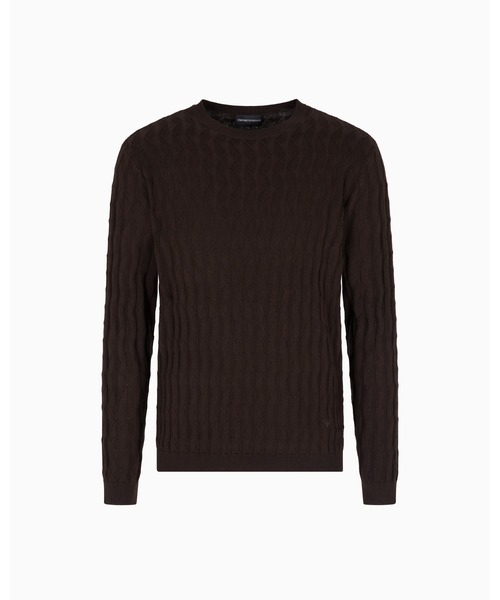 EMPORIO ARMANI(エンポリオアルマーニ)の「【エンポリオ アルマーニ】ASV セーター リヨセル混紡 エンボスパターンニット(ニット/セーター・メンズ・ダークブラウン/ダークネイビー・XX-LARGE/X-SMALL/X-LARGE/SMALL/MEDIUM/LARGE)」の3枚目の写真