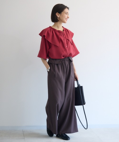 KATHARINE ROSS(キャサリンロス)の「【PILLINI/ピリーニ】【洗濯機洗い可】ビッグカラーブラウス(シャツ/ブラウス・レディース・ブラック/ホワイト/レッド・MEDIUM)」の5枚目の写真