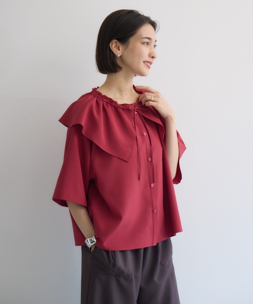 KATHARINE ROSS(キャサリンロス)の「【PILLINI/ピリーニ】【洗濯機洗い可】ビッグカラーブラウス(シャツ/ブラウス・レディース・ブラック/ホワイト/レッド・MEDIUM)」の10枚目の写真