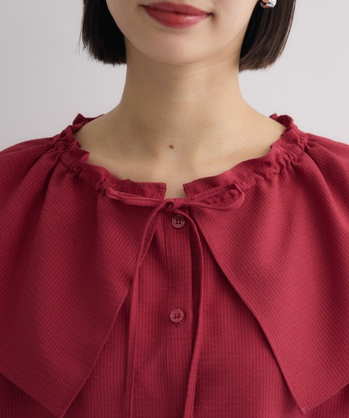 KATHARINE ROSS(キャサリンロス)の「【PILLINI/ピリーニ】【洗濯機洗い可】ビッグカラーブラウス(シャツ/ブラウス・レディース・ブラック/ホワイト/レッド・MEDIUM)」の13枚目の写真