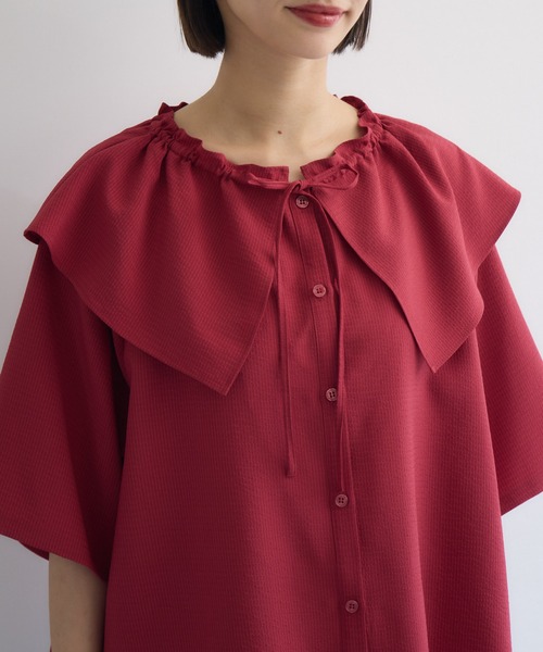 KATHARINE ROSS(キャサリンロス)の「【PILLINI/ピリーニ】【洗濯機洗い可】ビッグカラーブラウス(シャツ/ブラウス・レディース・ブラック/ホワイト/レッド・MEDIUM)」の14枚目の写真