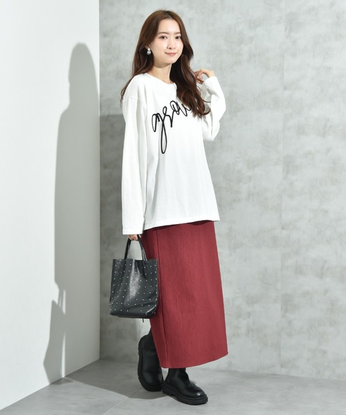 INTERPLANET(インタープラネット)の「テープ刺繍ロゴ長袖プルオーバー(Tシャツ/カットソー・レディース・ブラック/オフホワイト・FREE)」の3枚目の写真