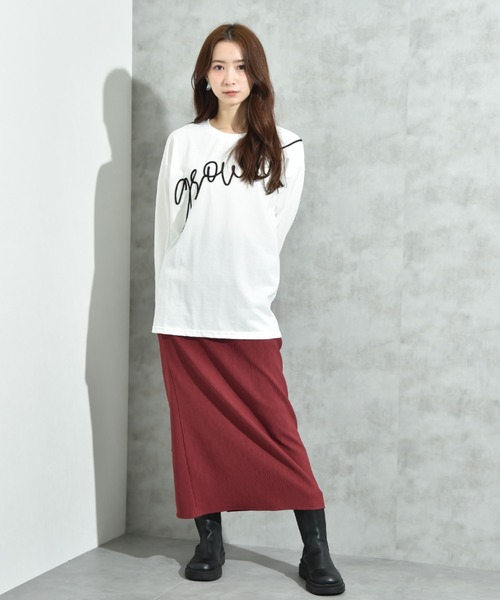 INTERPLANET(インタープラネット)の「テープ刺繍ロゴ長袖プルオーバー(Tシャツ/カットソー・レディース・ブラック/オフホワイト・FREE)」の4枚目の写真