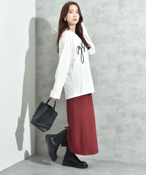 INTERPLANET(インタープラネット)の「テープ刺繍ロゴ長袖プルオーバー(Tシャツ/カットソー・レディース・ブラック/オフホワイト・FREE)」の5枚目の写真