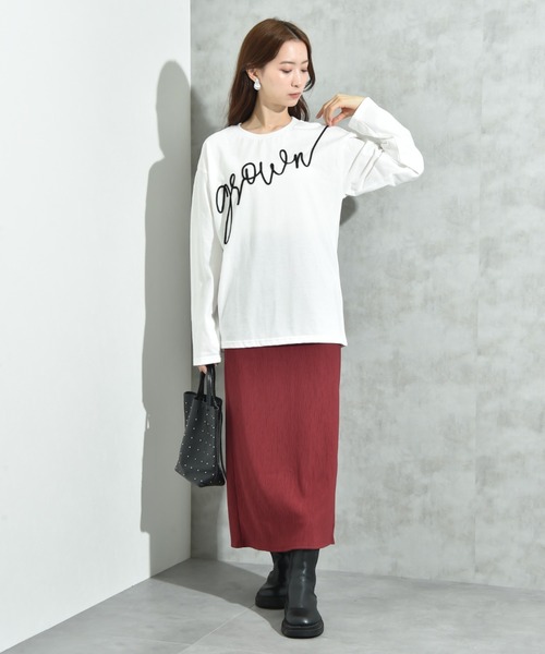 INTERPLANET(インタープラネット)の「テープ刺繍ロゴ長袖プルオーバー(Tシャツ/カットソー・レディース・ブラック/オフホワイト・FREE)」の6枚目の写真