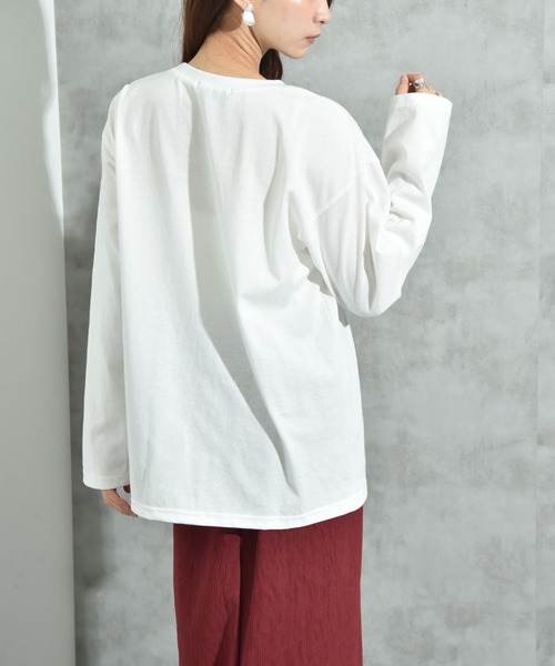 INTERPLANET(インタープラネット)の「テープ刺繍ロゴ長袖プルオーバー(Tシャツ/カットソー・レディース・ブラック/オフホワイト・FREE)」の10枚目の写真