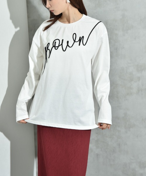 INTERPLANET(インタープラネット)の「テープ刺繍ロゴ長袖プルオーバー(Tシャツ/カットソー・レディース・ブラック/オフホワイト・FREE)」の11枚目の写真