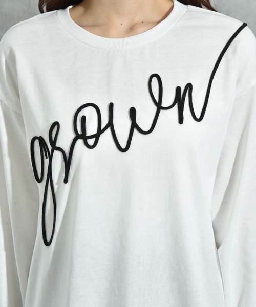 INTERPLANET(インタープラネット)の「テープ刺繍ロゴ長袖プルオーバー(Tシャツ/カットソー・レディース・ブラック/オフホワイト・FREE)」の12枚目の写真